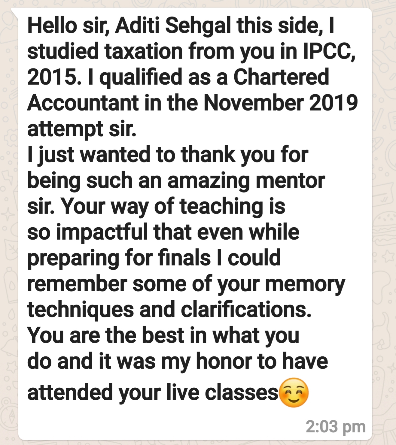 Student message