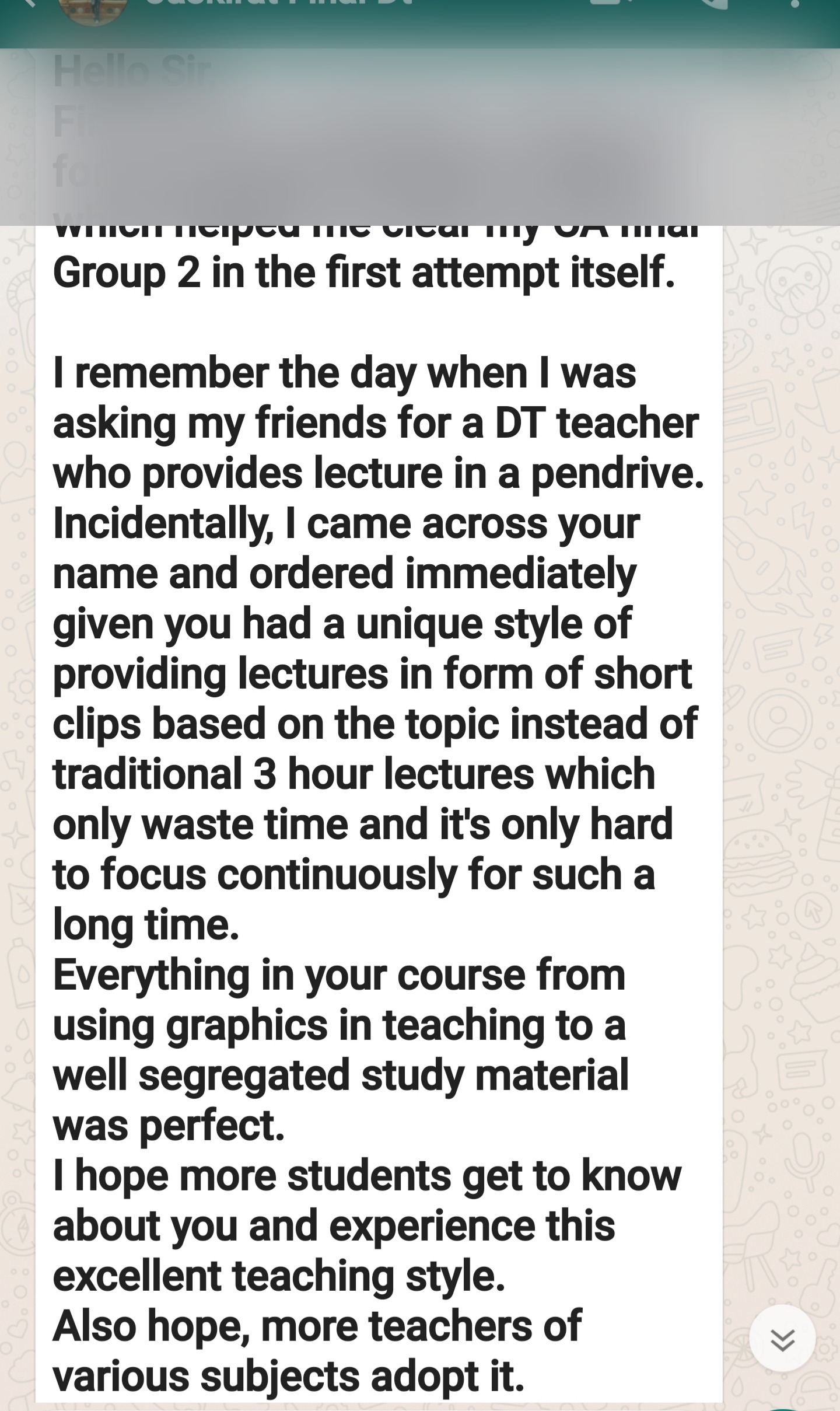 Student message