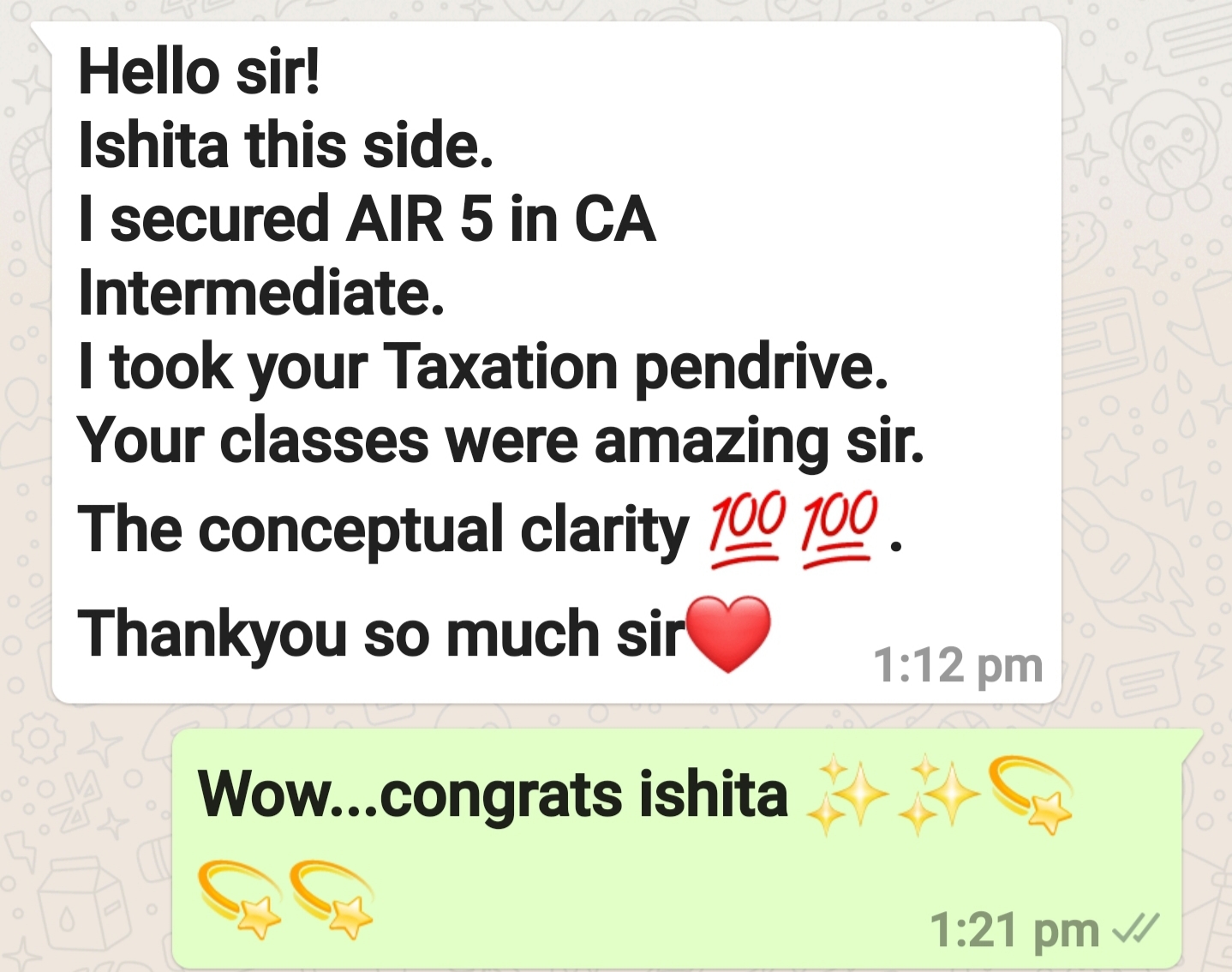 Student message