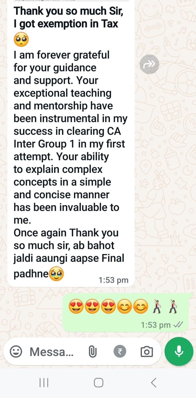 Student message