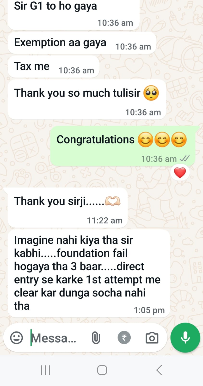 Student message