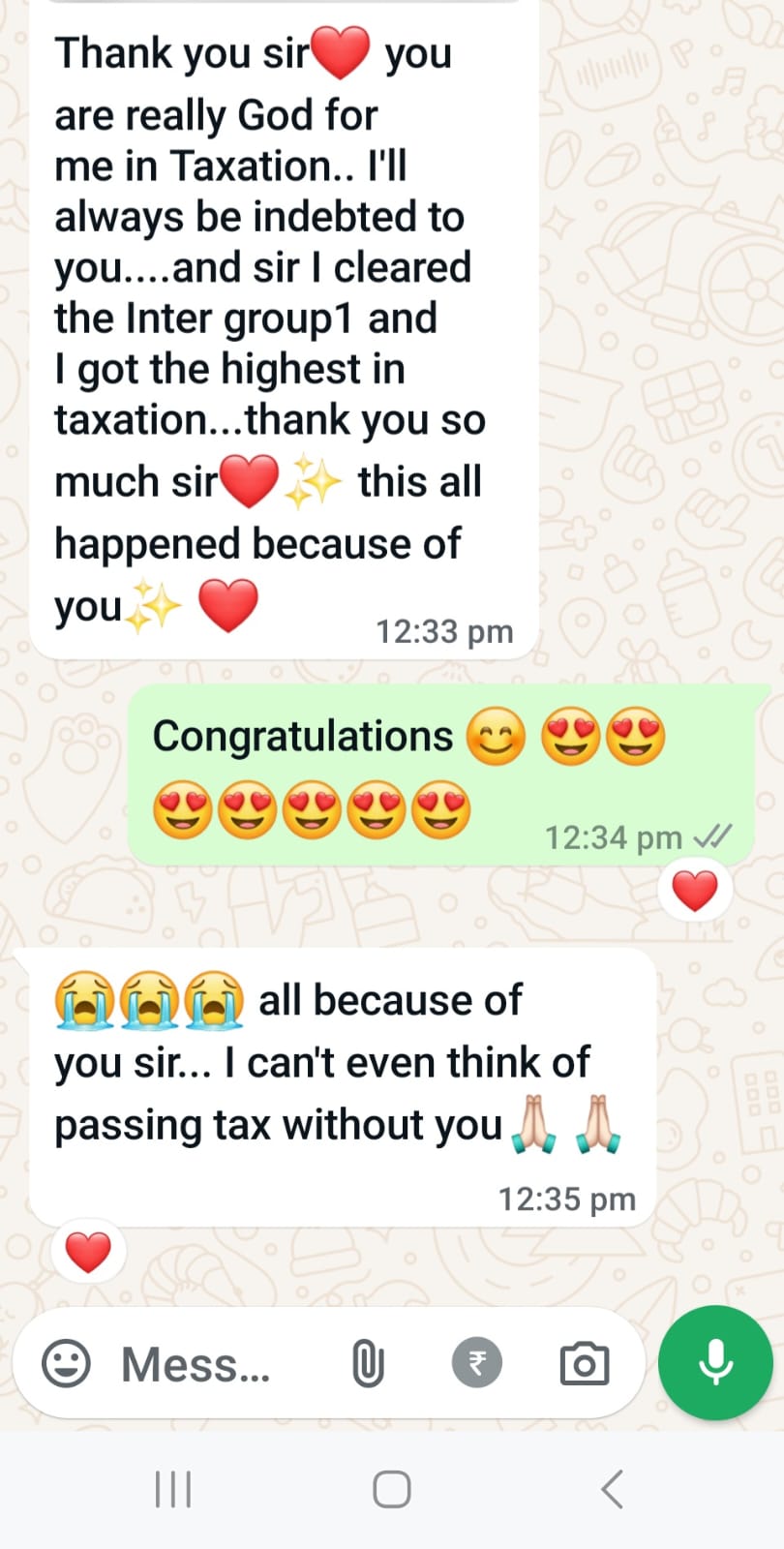 Student message