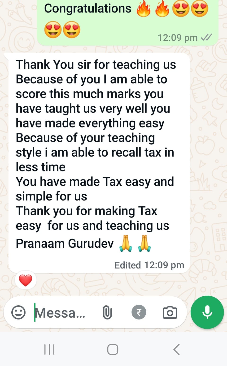 Student message
