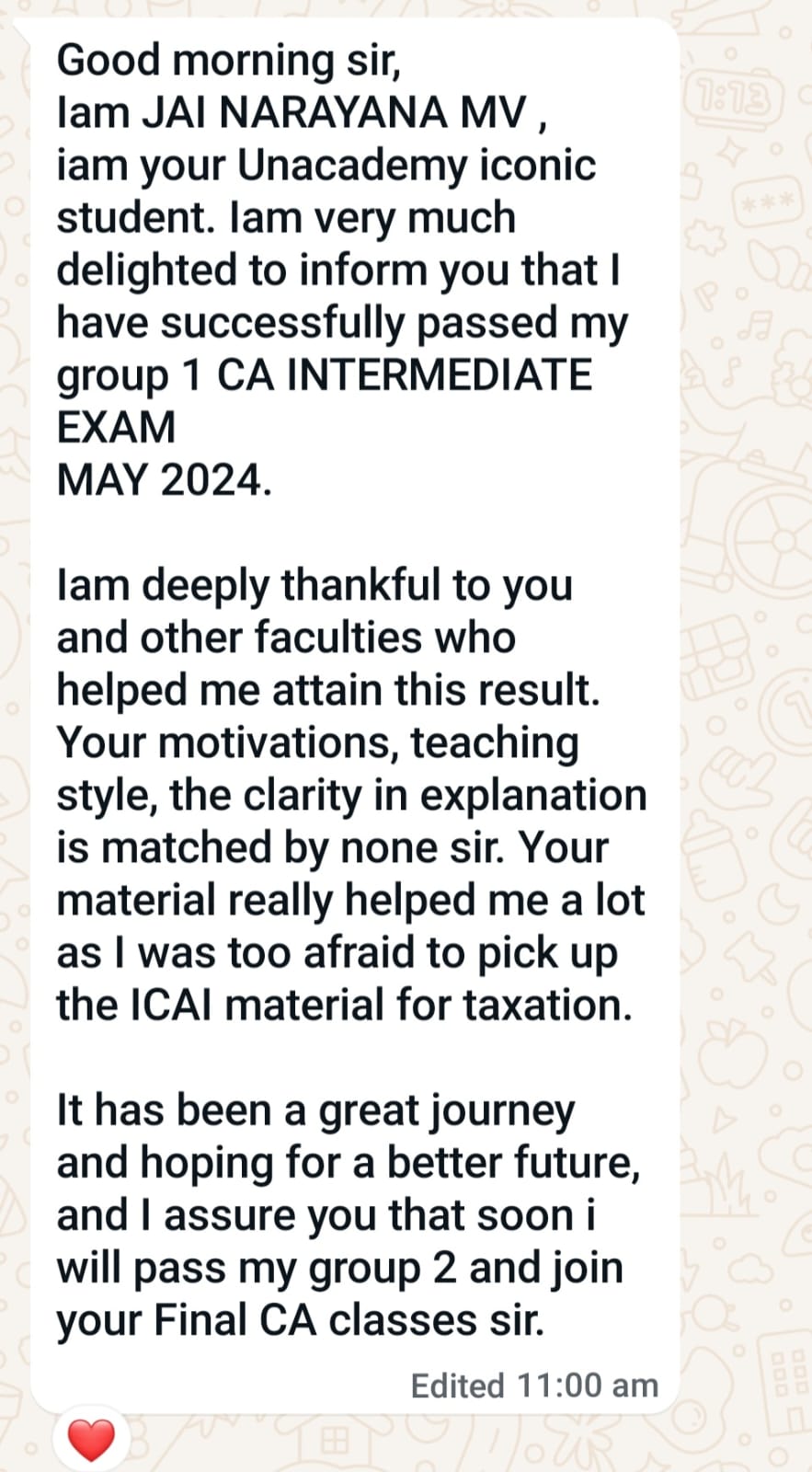 Student message