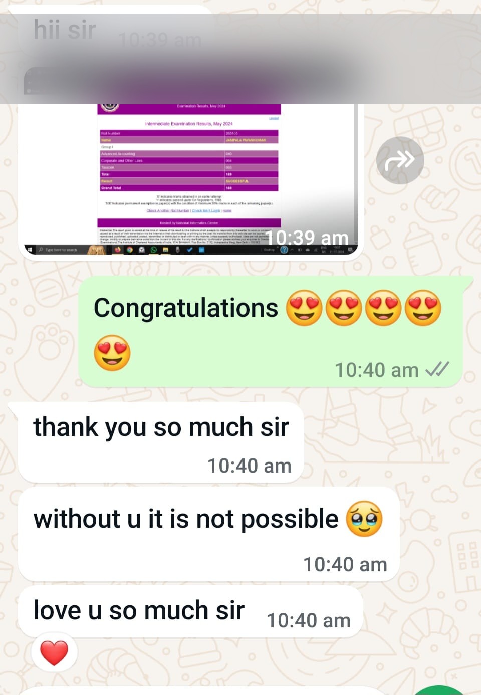 Student message