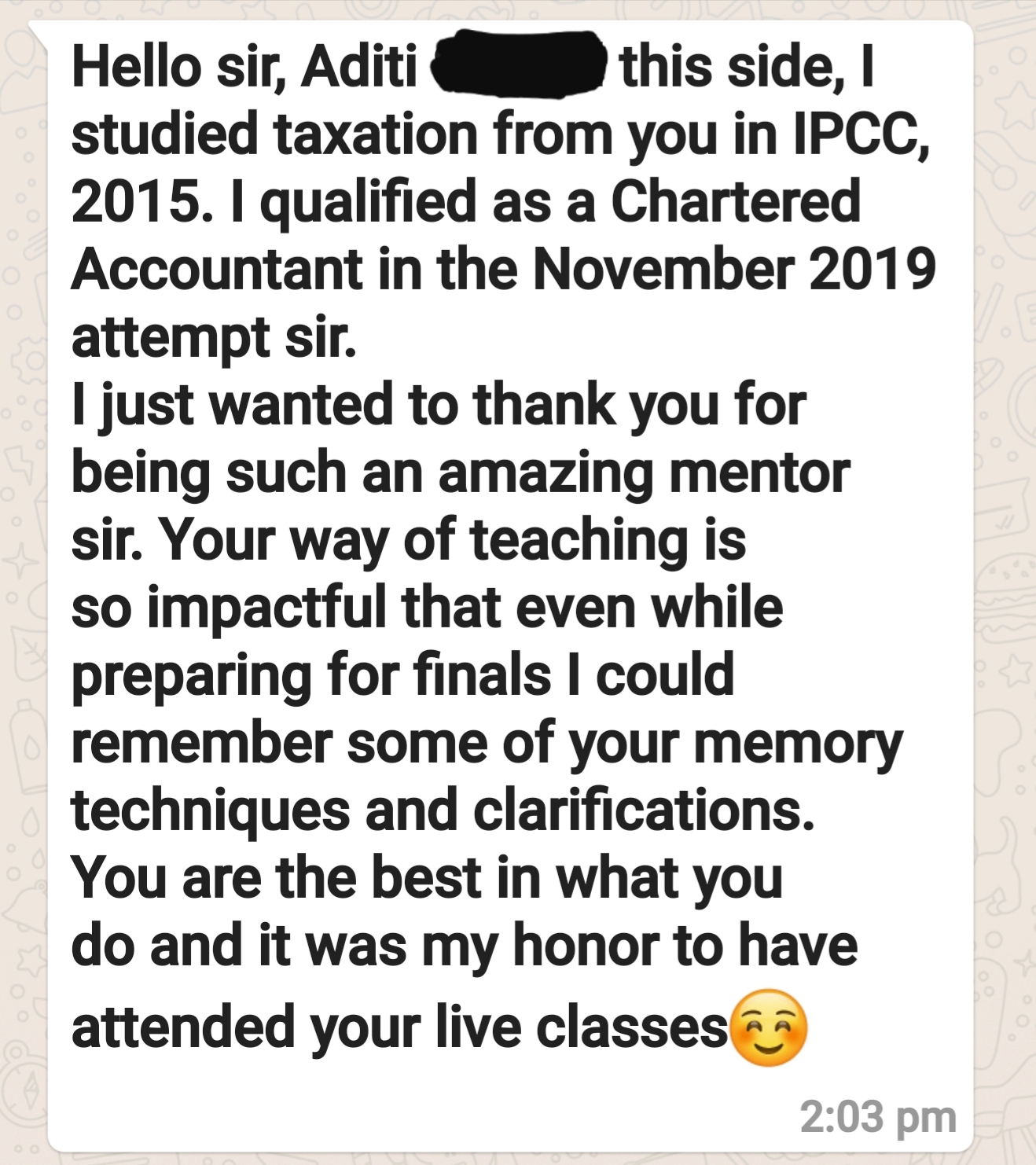 Student message