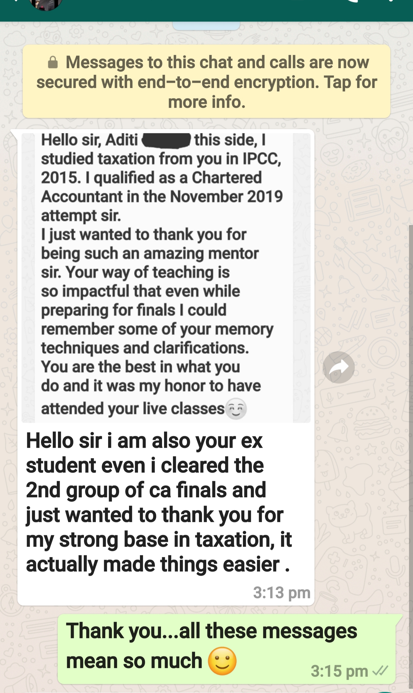 Student message