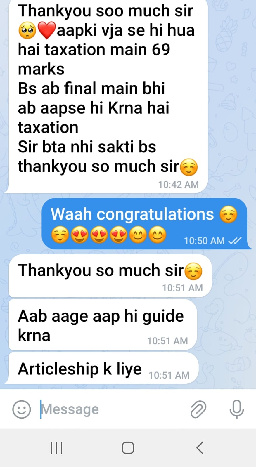 Student message