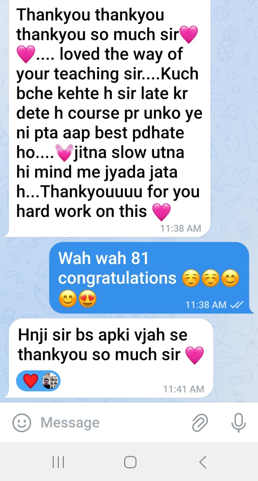 Student message