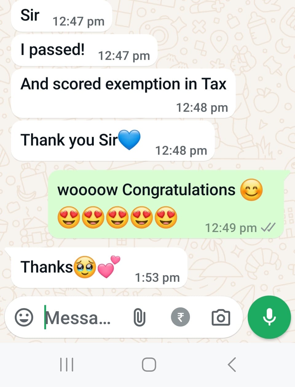 Student message