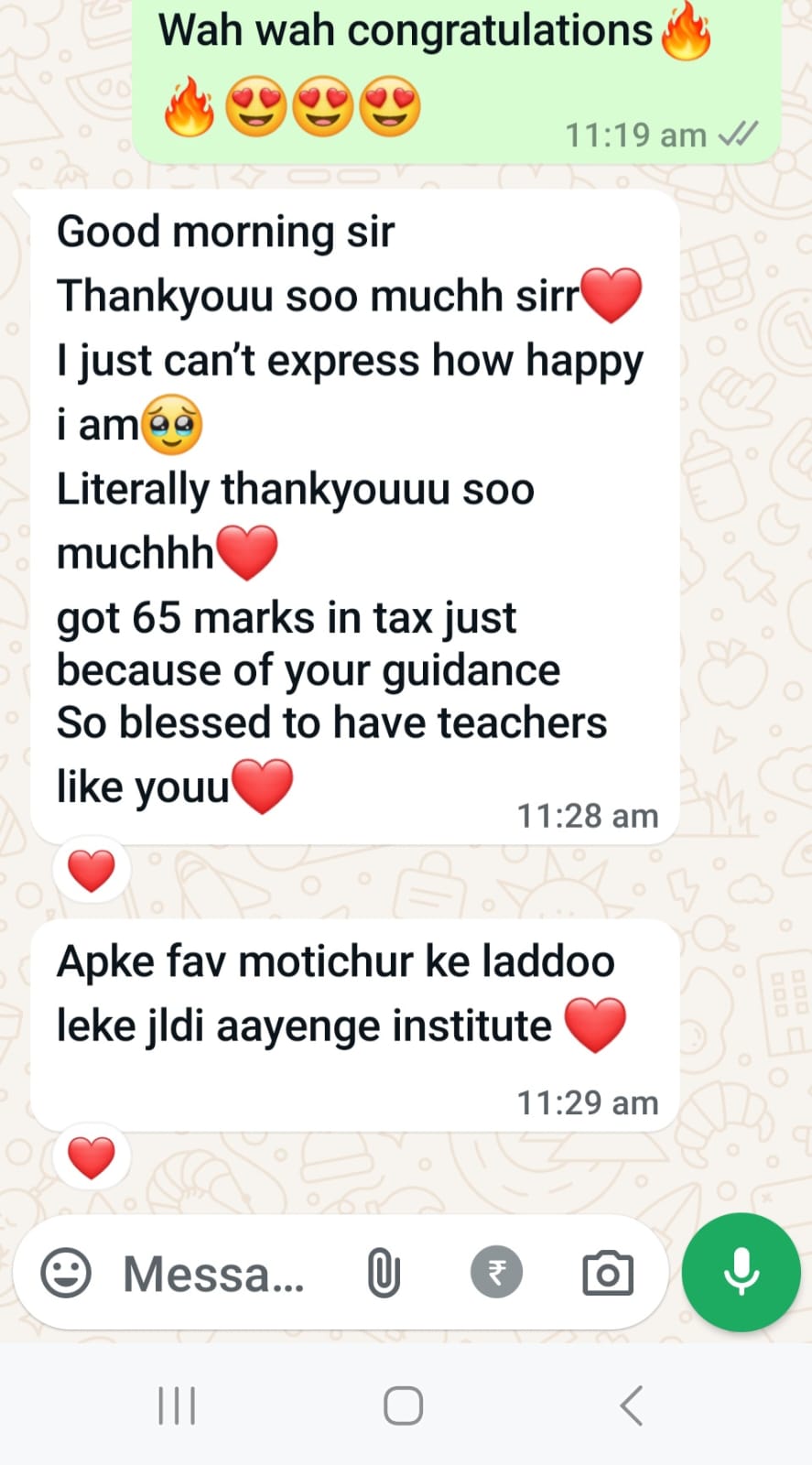 Student message