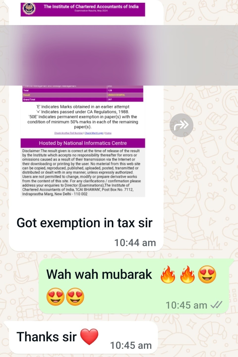 Student message