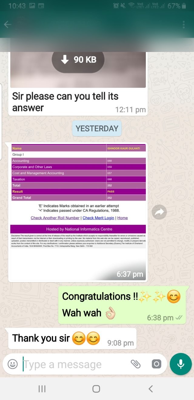 Student message