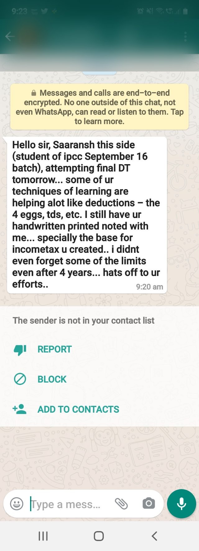 Student message