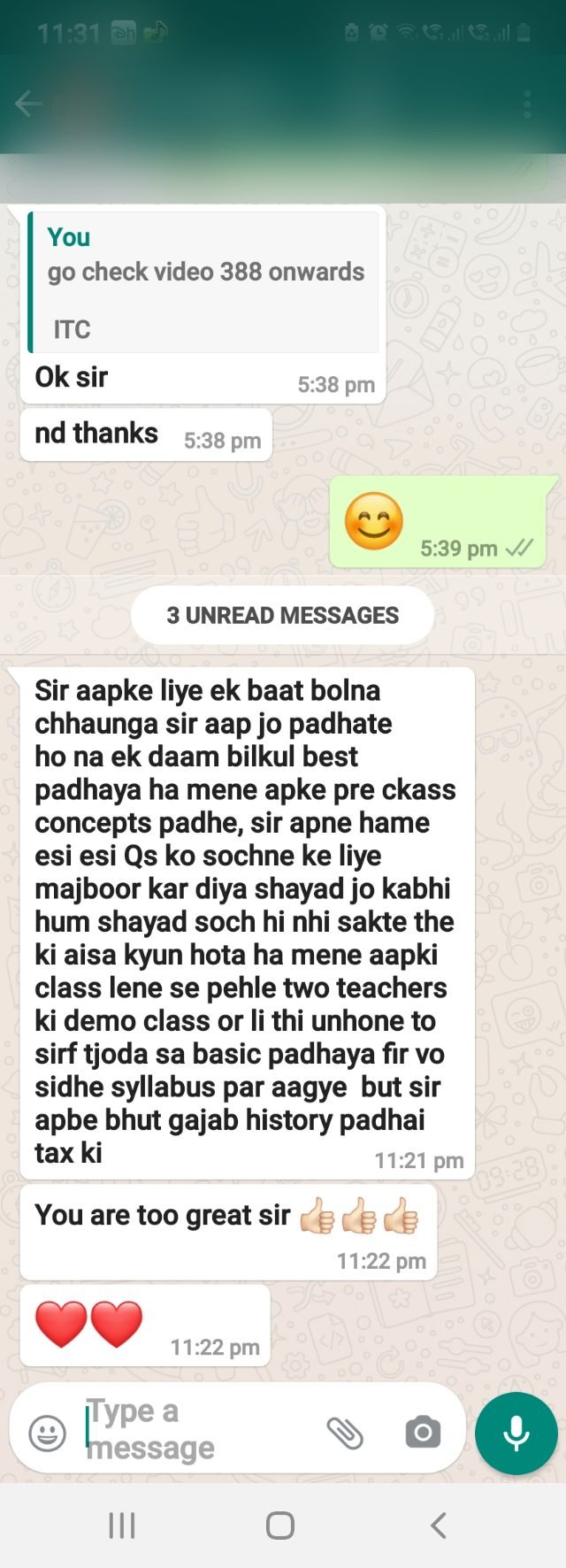 Student message